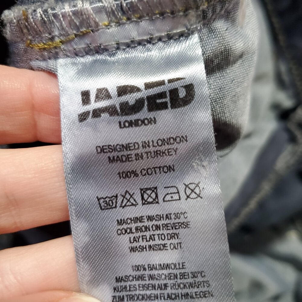 JADED LONDON Low-Rise Colossus Fit Jeans Extreme Wide Bleach Dye Womens 14 x 31" - Picture 11 of 16